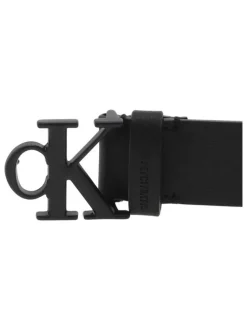 Ceinture en cuir noir uni à boucle monogramme