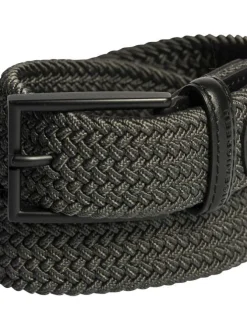Ceinture kaki unie avec une boucle à ardillon métallique et tressée