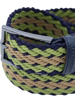 Ceinture kaki unie tressée avec une boucle de fermeture en argenté