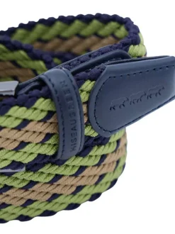 Ceinture kaki unie tressée avec une boucle de fermeture en argenté