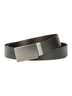 Ceinture marron unie avec une boucle métallique argentée rectangle