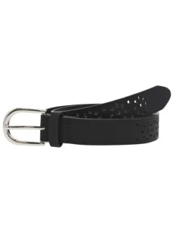 Ceinture noire avec multiples trous et ajourée en forme de rosace