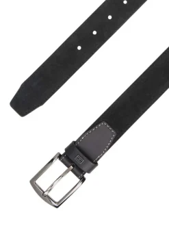 Ceinture noire Denton en cuir effet délavé avec boucle ardillon