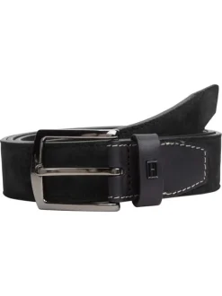 Ceinture noire Denton en cuir effet délavé avec boucle ardillon
