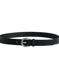Ceinture noire en cuir de vache avec imprimé losange en relief