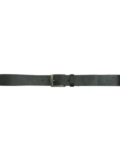 Ceinture noire imprimée avec une fermeture à boucle de couleur argentée