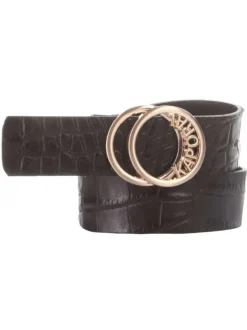 Ceinture noire pour homme effet croco en cuir HEVA