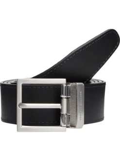 Ceinture noire réversible Hudson en cuir avec boucle ardillon