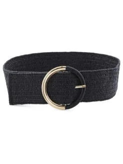 Ceinture noire tressé avec un anneau demi recouvert en doré et noir