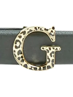 Ceinture noire unie avec boucle G imprimée léopard