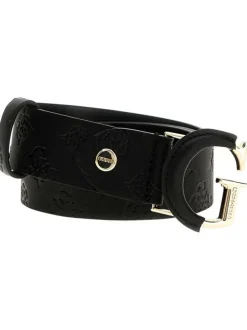 Ceinture noire unie avec boucle noire et dorée en forme de "G"