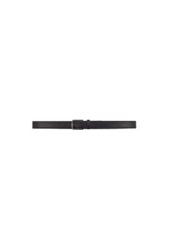 Ceinture noire unie avec une boucle métallique anthracite rectangle
