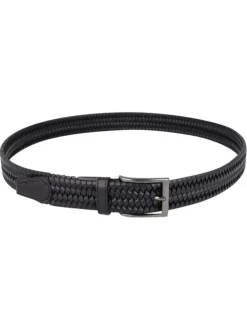 Ceinture noire unie en cuir pourvue d'une boucle à ardillon