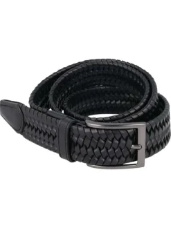 Ceinture noire unie en cuir pourvue d'une boucle à ardillon