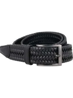 Ceinture noire unie en cuir pourvue d'une boucle à ardillon