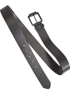 Ceinture noire unie en cuir pourvue d'une boucle à ardillon