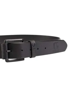 Ceinture noire unie en cuir pourvue d'une boucle à ardillon
