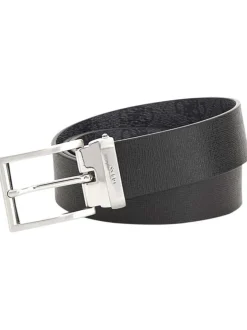Ceinture noir logotypée de monogramme 4G aspect cuir grainé