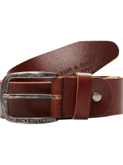 Ceinture Paul en cuir marron unie avec boucle carrée en métal
