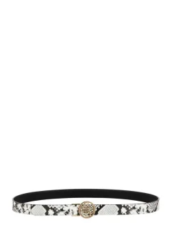 Ceinture réversible avec un côté blanc en imprimé et un côté noir uni