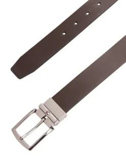 Ceinture réversible Denton en cuir noir et brune avec boucle ardillon