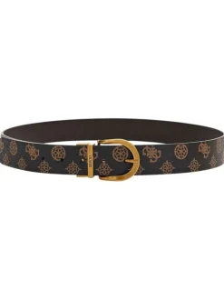 Ceinture réversible marron et logotypé de monogramme camel