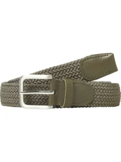 Ceinture taupe texturée effet tressé avec boucle à ardillon argentée