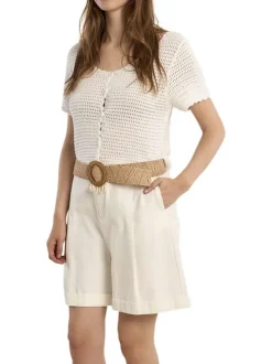 Ceinture tressée camel unie ajustable pourvue d'une boucle ronde