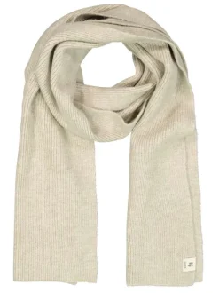 Écharpe beige unie en maille côtelée