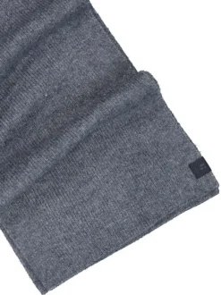 Écharpe bleue unie en maille côtelée