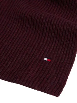 Écharpe bordeaux en coton et maille tricotée avec le logo de la marque