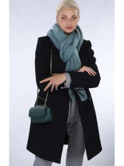 Écharpe bleue unie asymétrique moelleuse et douce