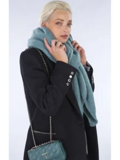 Écharpe bleue unie asymétrique moelleuse et douce