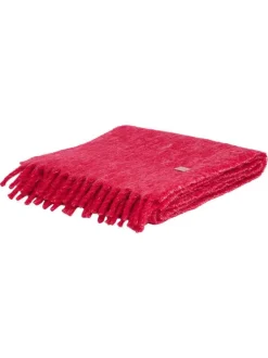 Écharpe en laine mélangée fuchsia unie avec des franges aux extrémités
