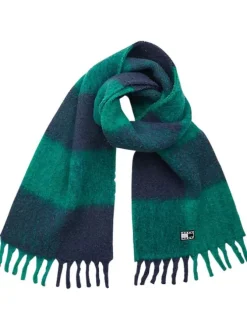 Écharpe en laine verte rayée