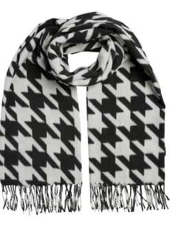 Écharpe fantaisie noire et blanche avec un imprimé géométrique