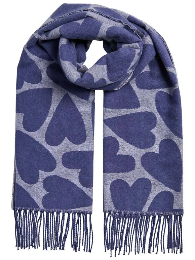 Écharpe fantaisie violette avec un imprimé coeur oversize