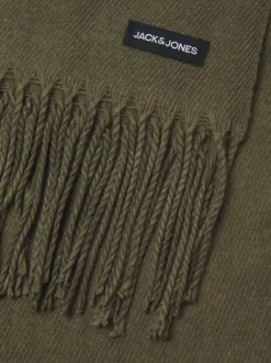 Écharpe kaki unie avec franges
