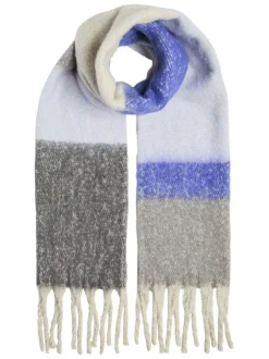Écharpe longue tricolore avec des franges au niveau des extrémités