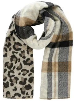 Écharpe multicolore avec des motifs écossais et léopard