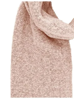 Écharpe rose en maille côtelée et aux extrémités asymétriques