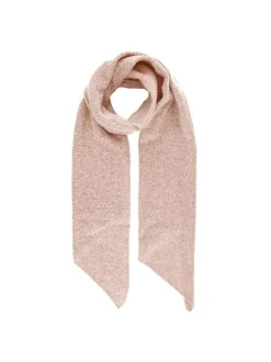 Écharpe rose en maille côtelée et aux extrémités asymétriques