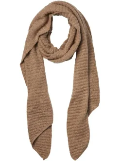 Écharpe taupe unie avec matière en mousse aspect molletonnée