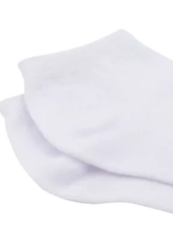 Chaussettes basses en coton biologique blanches ornées du nom de la marque