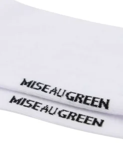 Chaussettes basses en coton biologique blanches ornées du nom de la marque