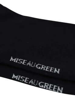 Chaussettes basses en coton biologique noires ornées du nom de la marque