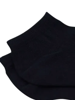 Chaussettes basses en coton biologique marine ornées du nom de la marque