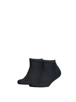 Chaussettes basses noires unies avec le haut de la tige en bord côte