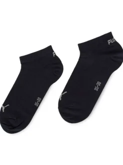 Chaussettes basses noires unies en coton avec logo de la marque brodé