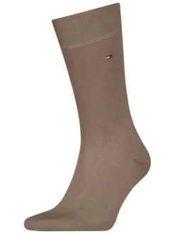 Chaussettes en coton mélangé taupe unies coupe haute